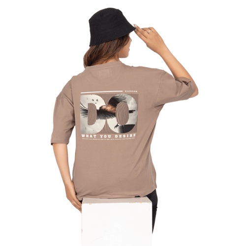 Women Brown Oversized Printed T-shirt: Do what you desire