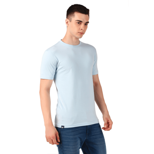 Men Blue Regular Solid T-shirt