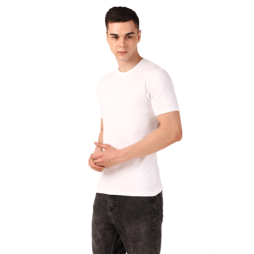 Men White Regular Solid T-shirt