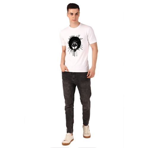 Men White Regular Printed T-shirt