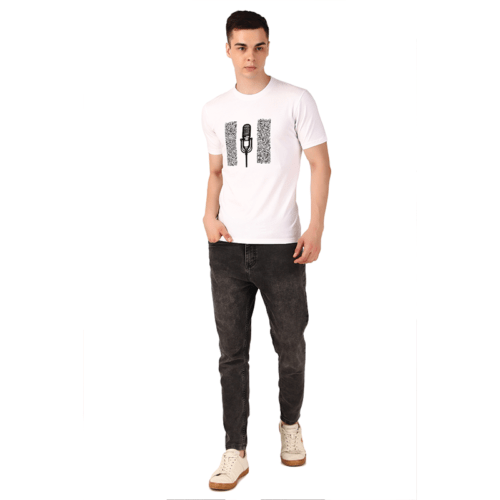 Men White Regular Printed T-shirt: Voiceover