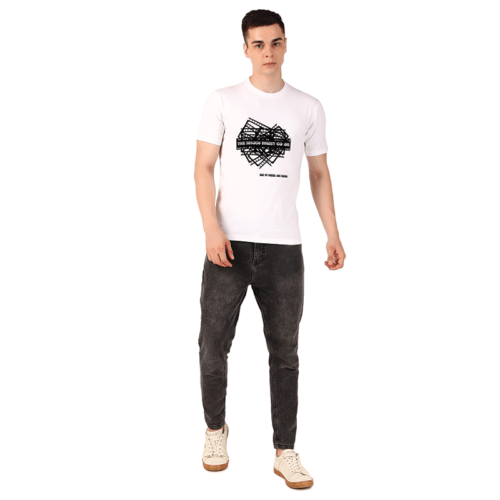 Men Regular White T-shirt: The show must go on