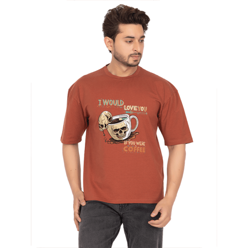 Men Rust Oversized Printed T-shirt: If You Were Coffee