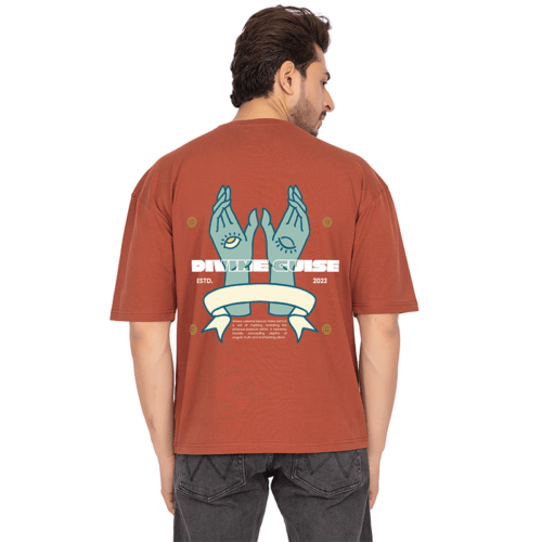 Men Rust Oversized Printed T-shirt: Divine Guise