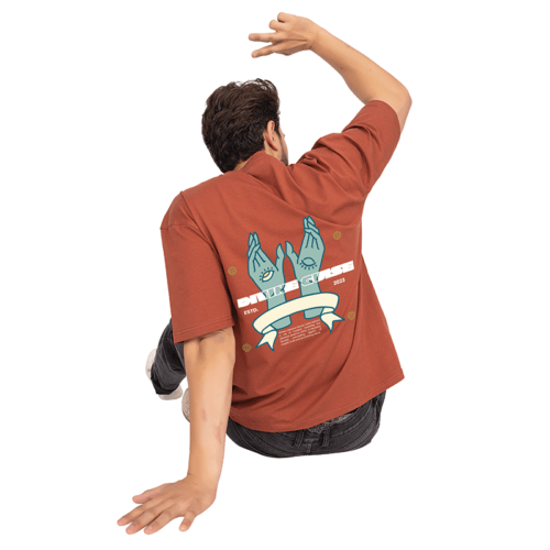 Men Rust Oversized Printed T-shirt: Divine Guise