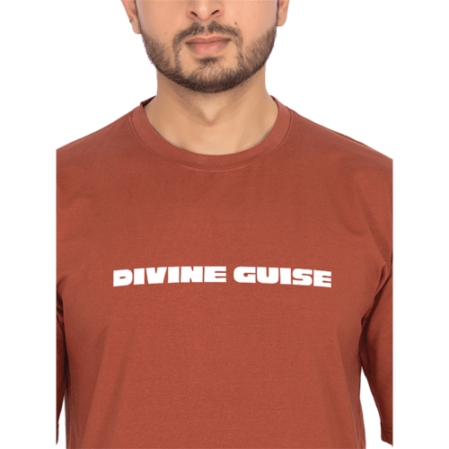 Men Rust Oversized Printed T-shirt: Divine Guise