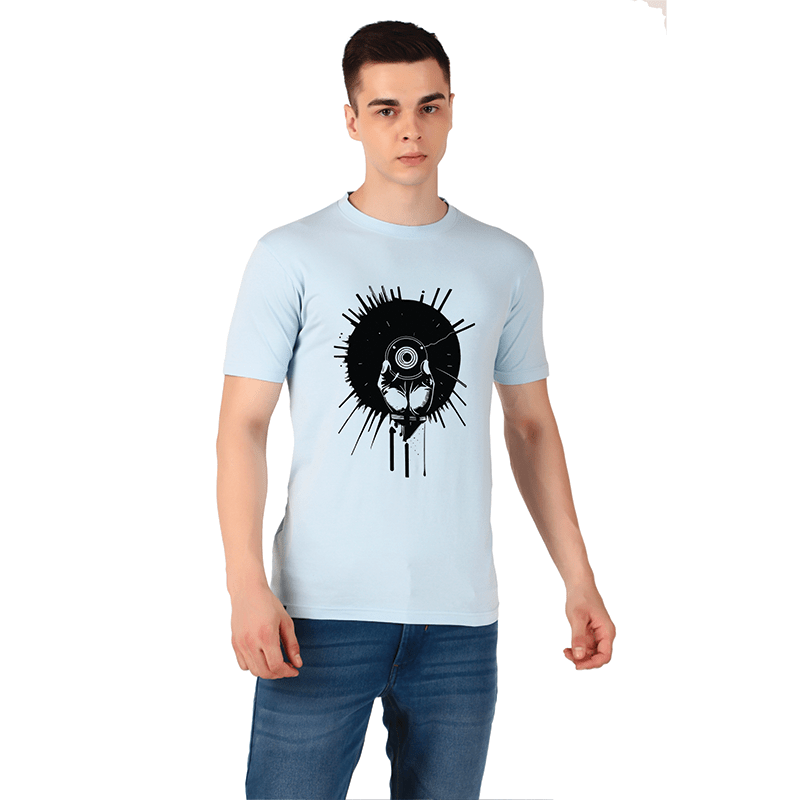 Men Blue Regular Printed T-shirt: Dominion