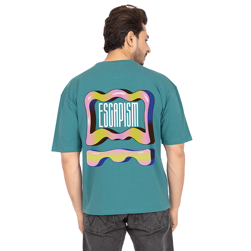 Men Teal Green Oversized Printed T-shirt: Keep Your Head High