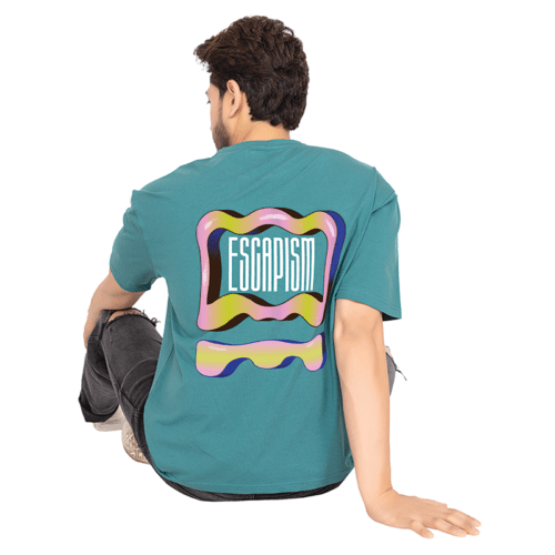 Men Teal Green Oversized Printed T-shirt: Keep Your Head High