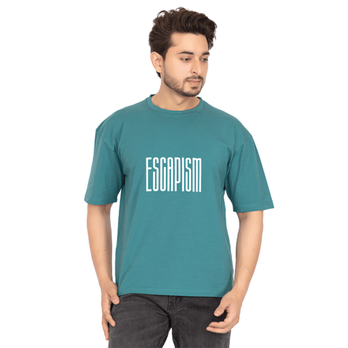 Men Teal Green Oversized Printed T-shirt: Keep Your Head High