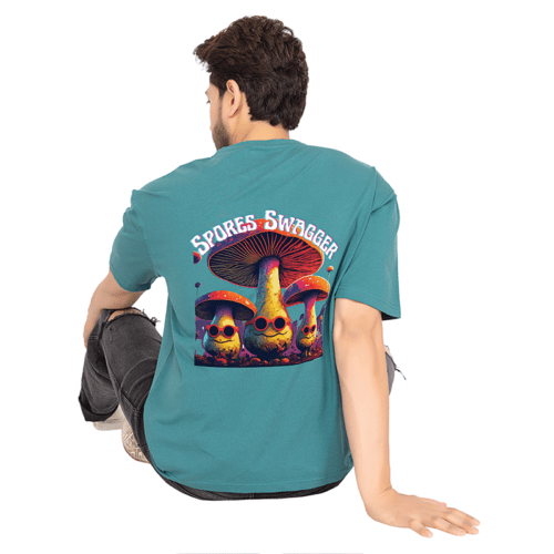 Men Teal Green Oversized T-shirt: Spores Swagger