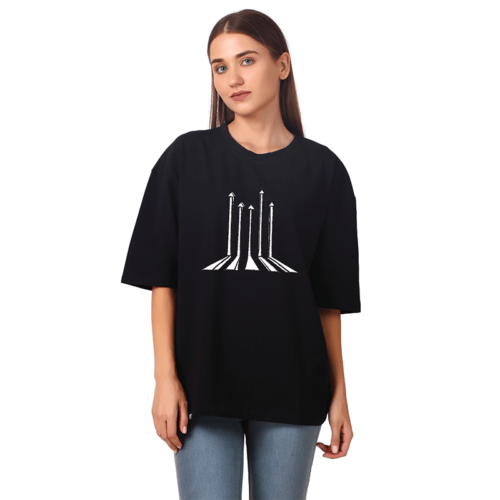 Women Black Oversized T-shirt: Aim Higher