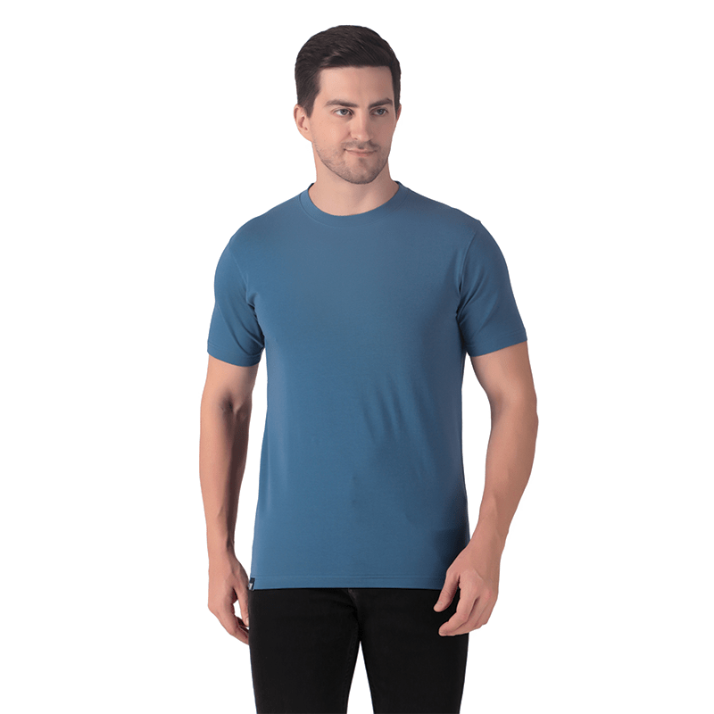 Men Blue Regular Solid T-shirt