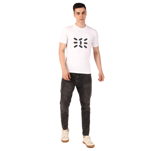 Men White Regular Printed T-shirt: Discs