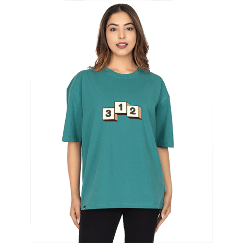 Women Teal Oversized T-shirt: 3.2.1